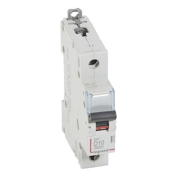 Disjoncteur DX³ 6000A / 10kA 1 pôle courbe D 10A 400V 1 module vue 1