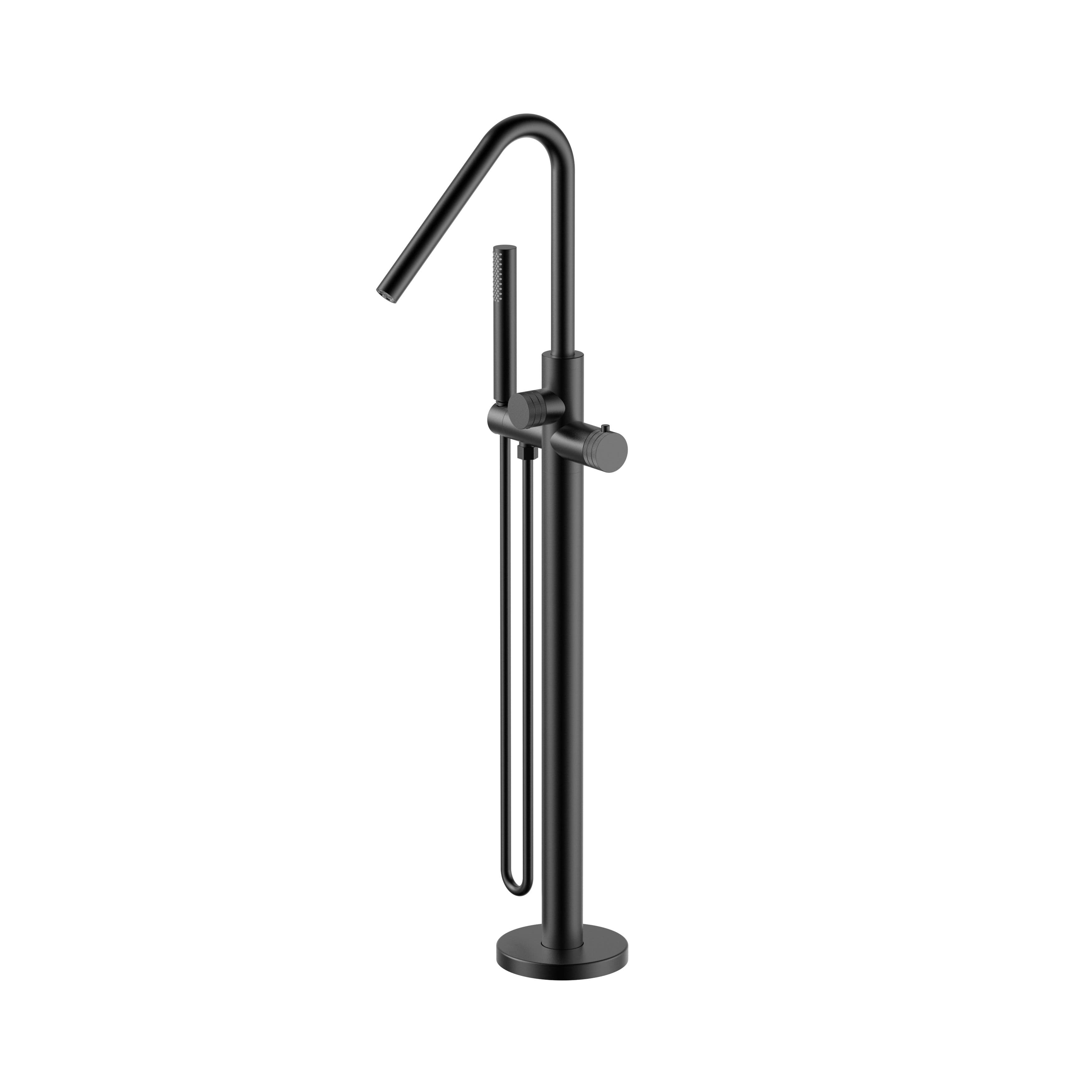 STRIA MITIGEUR DE BAIN – INDÉPENDANT – THERMOSTATIQUE – AVEC DOUCHETTE ET FLEXIBLE – BOUTONS AVEC STRUCTURE STRIÉE - BELGAQUA - NOIR MAT (PVD) vue 1