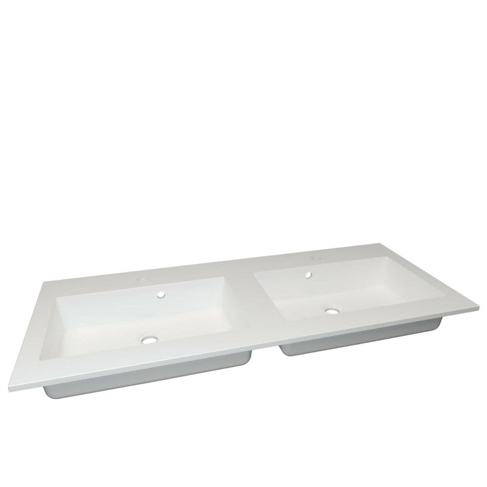 Van Marcke Don II tablette intégrée avec 2 lavabos encastré 1200 x 500 mm blanc vue 1