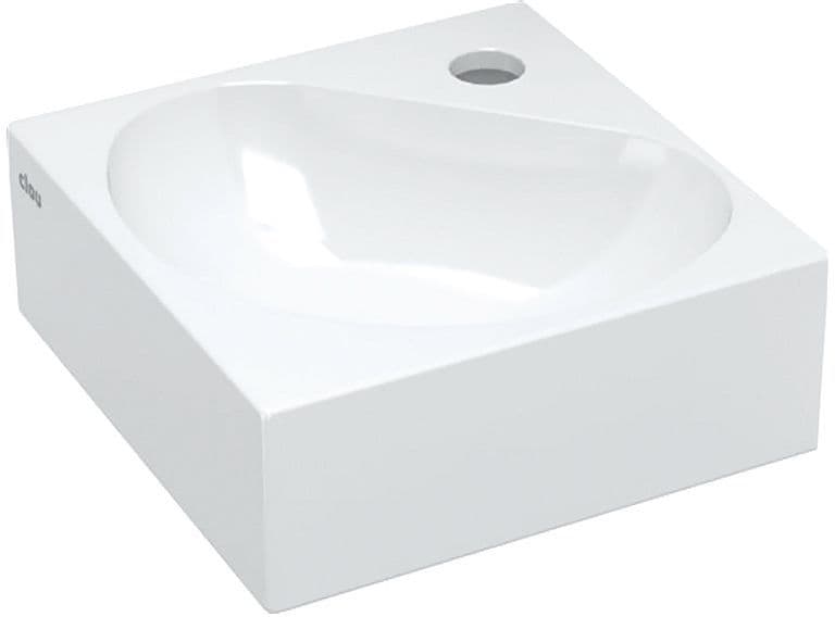 LAVE-MAINS EQUERRE FLUSH 5 CLOU 27CM +TROU ROBINET BLANC CERAMIQUE vue 1