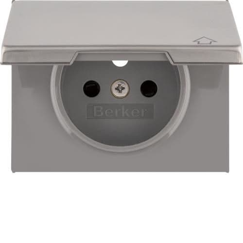 Sets de finition pour prise de courant à clapet Berker K.5 Inox vue 1