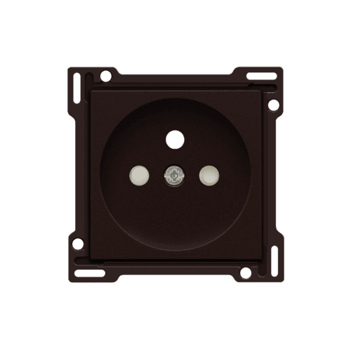 Set de finition pour prise de courant avec broche de terre et obturateurs de protection, profondeur d’encastrement de 28,5 mm, couleur dark brown coated vue 1