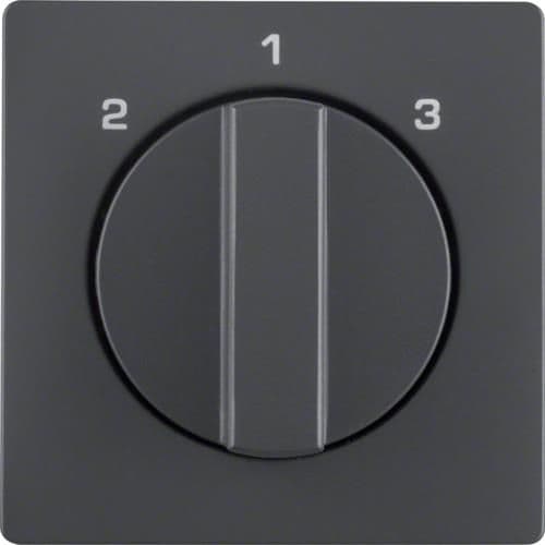 Enjoliveur avec bouton rotatif pour interrupteur 3 paliers sans position 0 Q.1 / Q.3 Anthracite, V vue 1