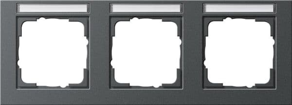 Cadre de finition Gira E2 avec zone d'inscription Anthracite vue 1