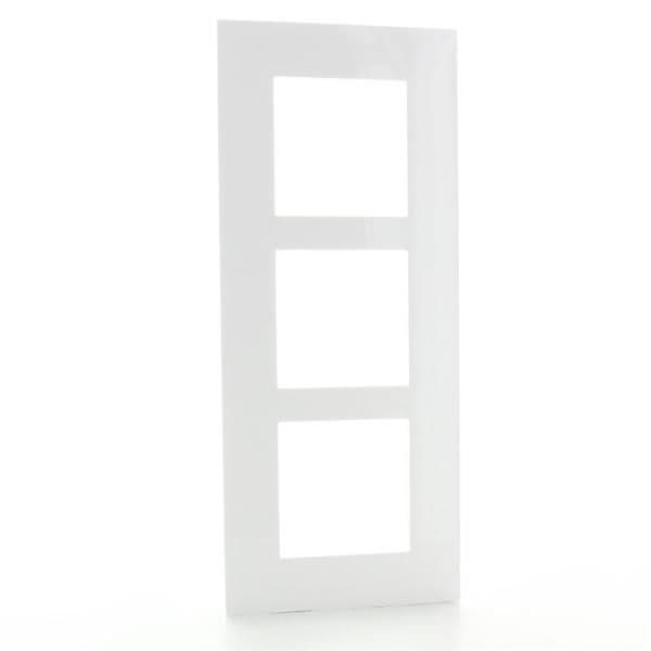 Valena plaque 3 postes vertical entraxe 57mm Blanc Chrome vue 1