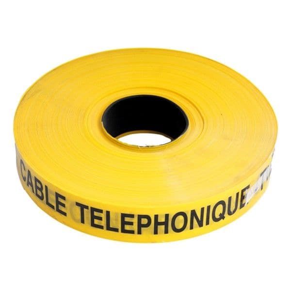 Ruban avertisseur 0,15mm x 40mm x 250m Jaune / Noir 'câble téléphonique' vue 1