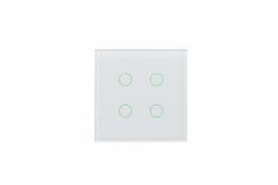Interrupteur intelligent verre Blanc, 4 boutons RGB, avec capteur température vue 1