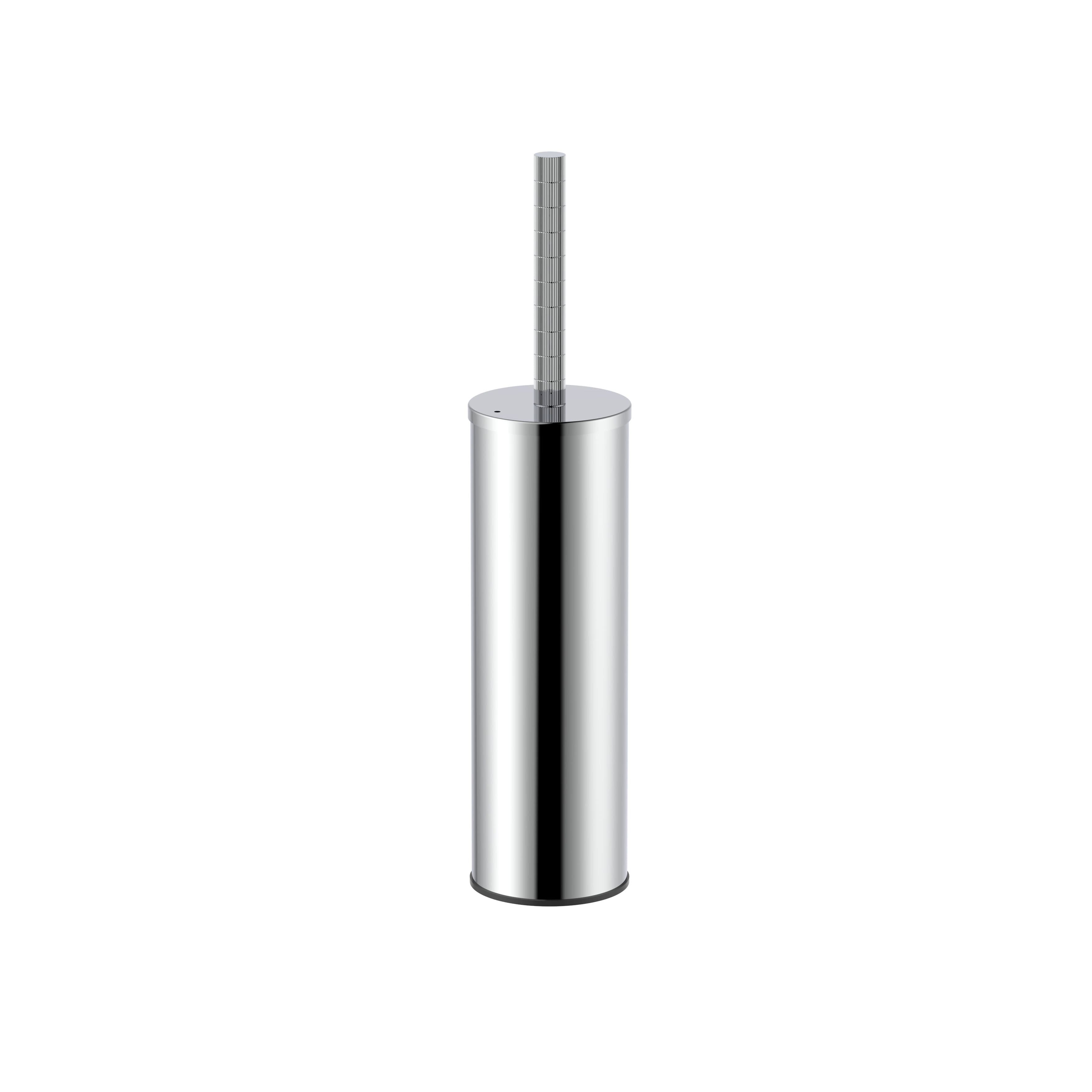 STRIA BROSSE WC AVEC SUPPORT – MANCHE AVEC STRUCTURE STRIÉE RAFFINÉE – SUSPENDUE OU À POSER – AVEC RÉCIPIENT INTÉRIEUR EN PLASTIQUE – CHROME vue 1