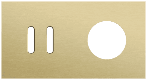 Plaque de recouvrement double, horizontale 71 mm d'entraxe, pour une fonction de commutation double et une fonction de prise de courant, Niko Rocker alu gold brushed vue 1