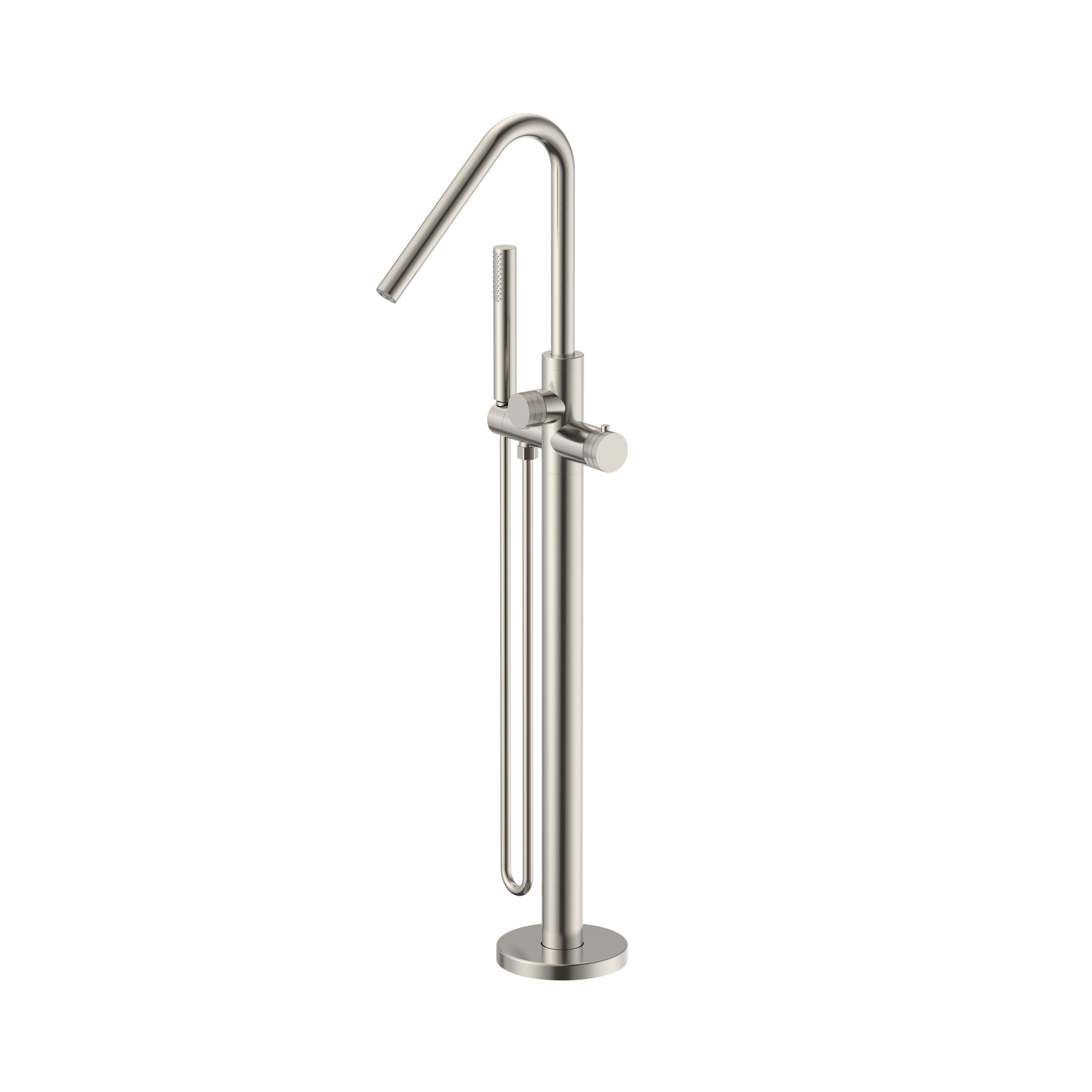 STRIA MITIGEUR DE BAIN – INDÉPENDANT – THERMOSTATIQUE – AVEC DOUCHETTE ET FLEXIBLE – BOUTONS AVEC STRUCTURE STRIÉE - BELGAQUA - ACIER INOX BROSSÉ vue 1