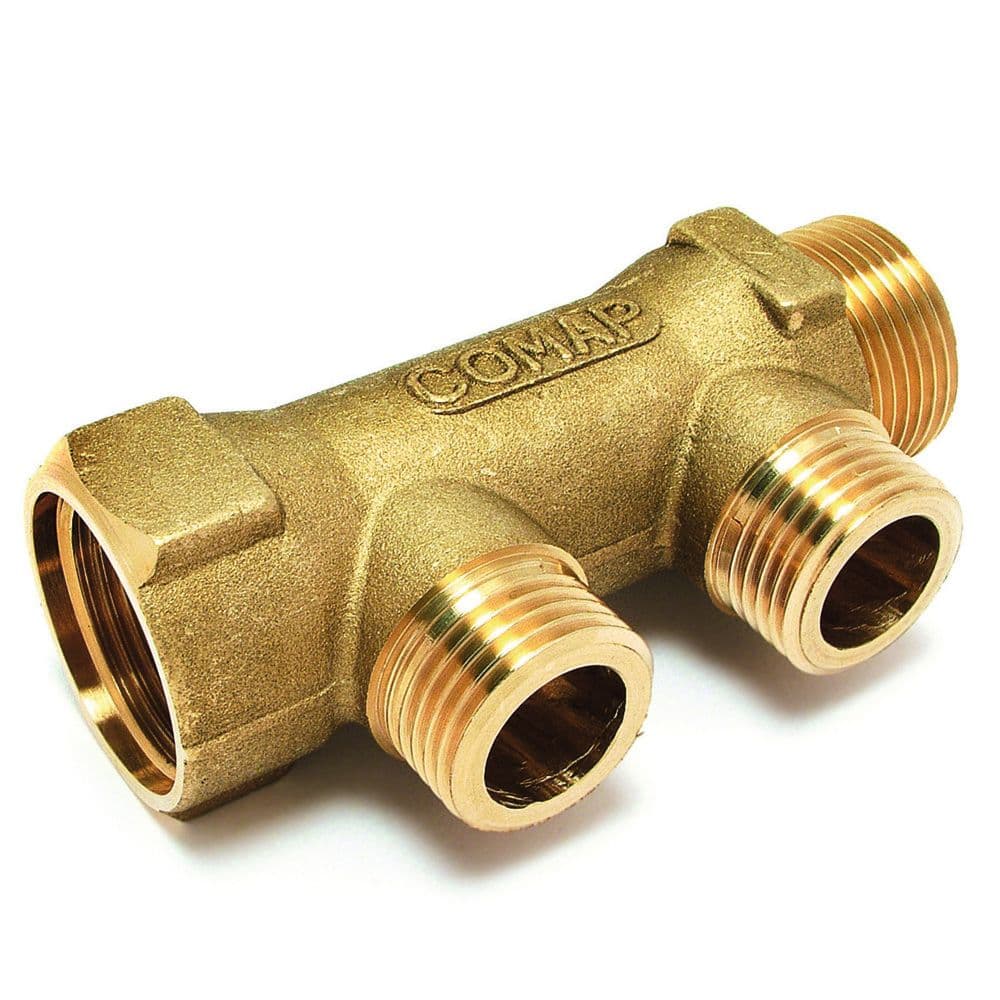Comap collecteur laiton 3/4"MF sortie 1/2M entraxe 35mm 3circuits vue 1