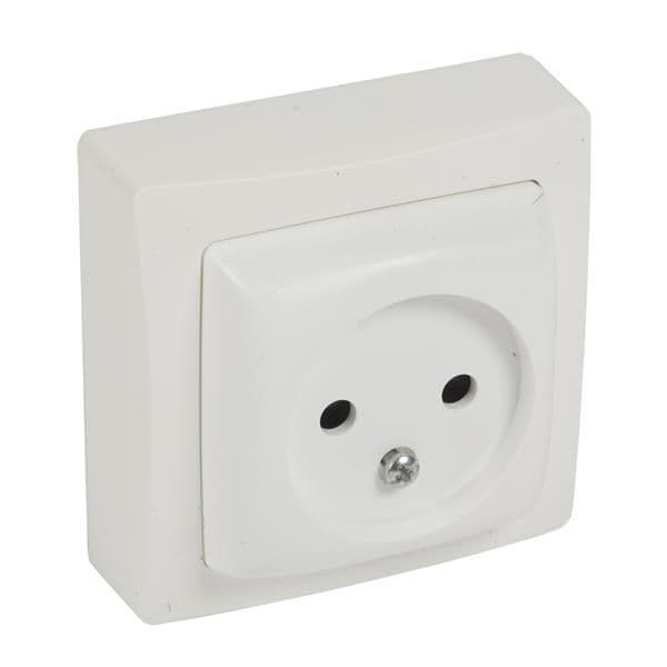 Oteo prise de courant 2 pôles avec sécurité - 10 / 16A - 250 V - complet - Blanc Ral 9010 - mécanism vue 1