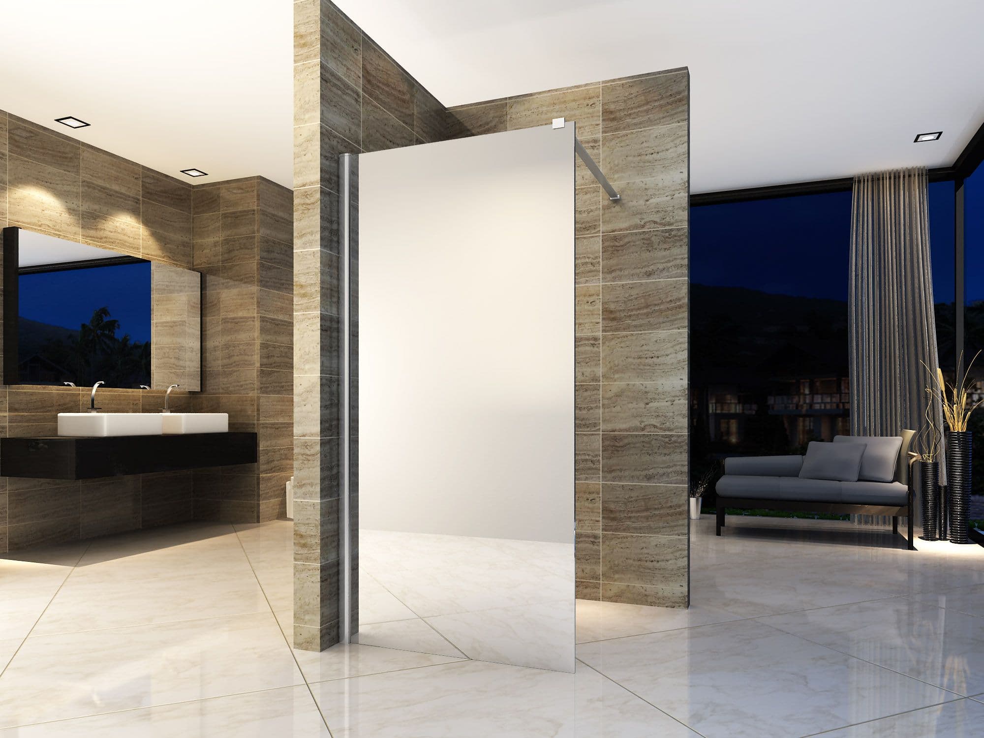 ALONI DOUCHE À L’ITALIENNE - 800X2000MM - CHROME-VERRE MIROIR vue 1