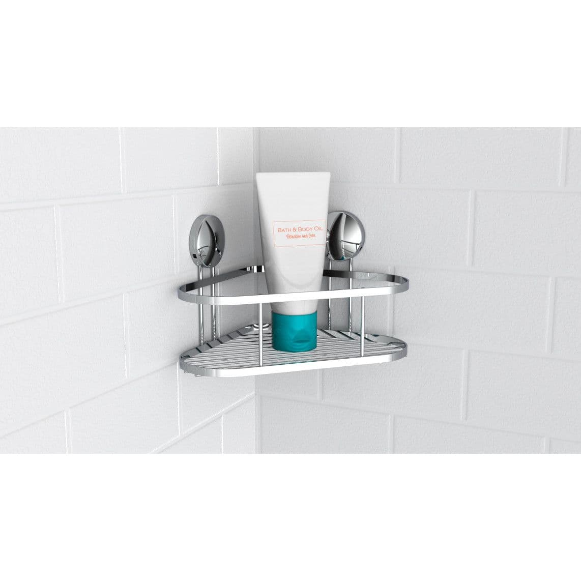 BA0200 Tablette de douche, chromé, carré, à coller ou vis vue 1