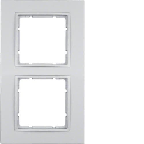 Plaque de recouvrement 2 postes Berker B.7 Alu, mat vue 1