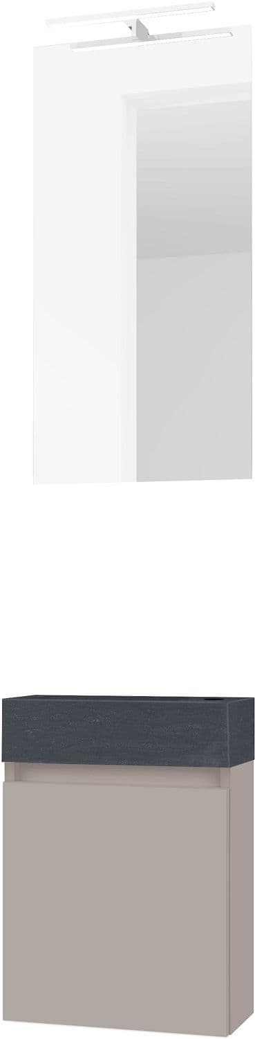 LAVE-MAINS FORM MINI STONE/ 1 PORT/MIROIR/LUMIERE LED POUDRE GRIS vue 1