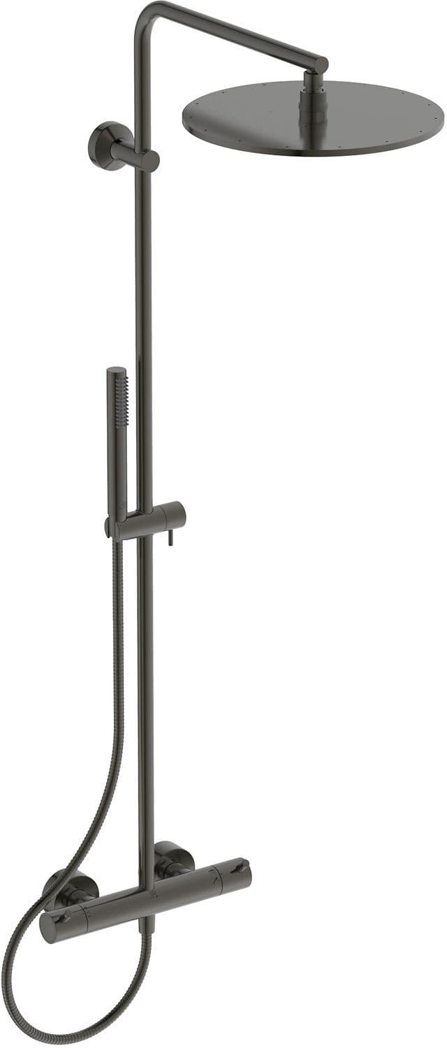 COLONNE DE DOUCHE+ THERMOSTAT JOY IDEAL THERMOSAAT DIAMETRE 300MM BRUSHED GUN METAL 12 LITRE/MINUTE vue 1