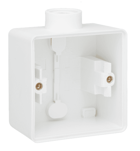 Boîte en saillie simple étanche aux projections d'eau avec une entrée M20 pour une fonction, couleur blanc vue 1