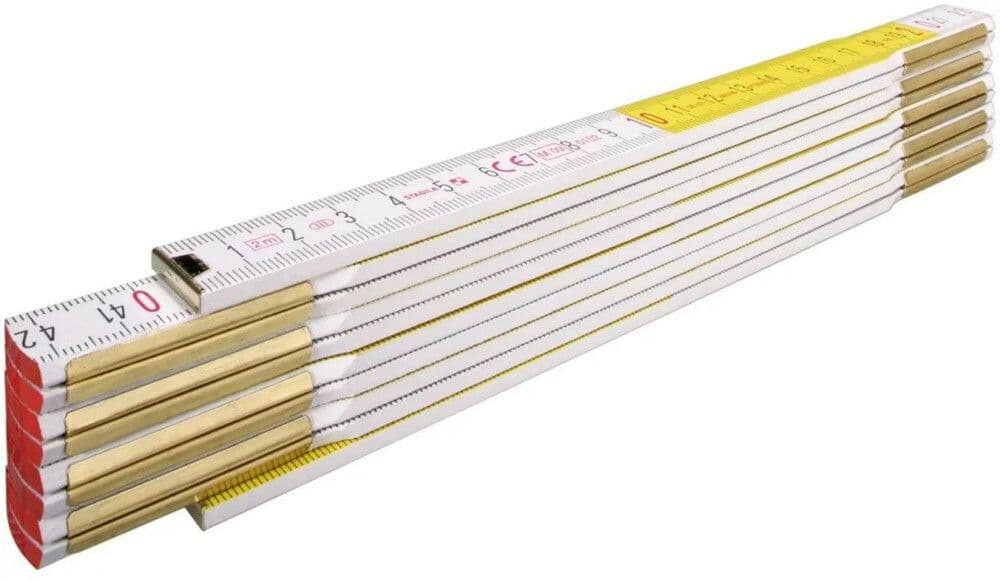 mètre pliant bois 2m blanc/jaune vue 1