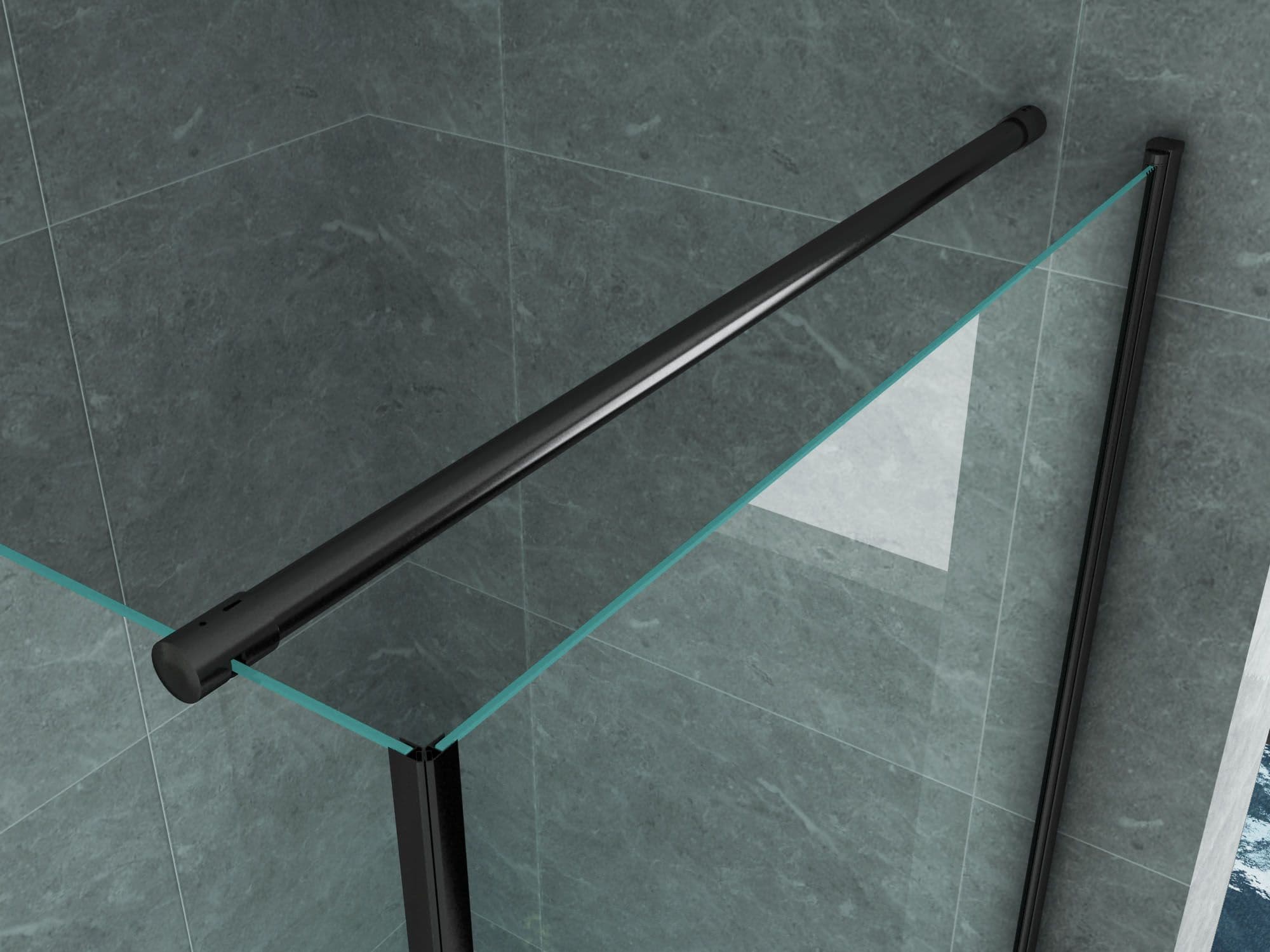 ALONI CABINE DE DOUCHE – PORTE PIVOTANTE ET PAROI LATÉRALE - 800X800X1900MM - NOIR MAT-VERRE CLAIR vue 1