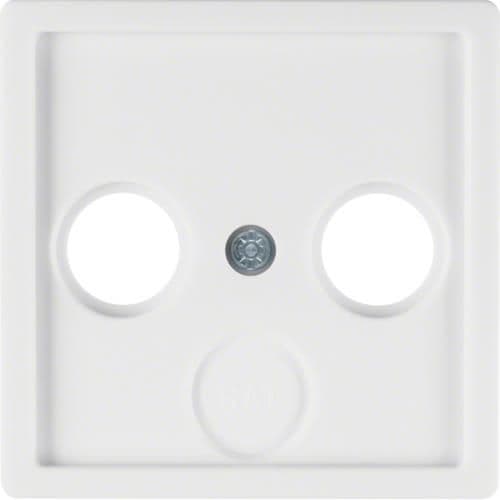 Enjoliveur pour prise coaxiale 2 et 3 trous Berker Q.1 / Q.3 Blanc polaire, Velours vue 1