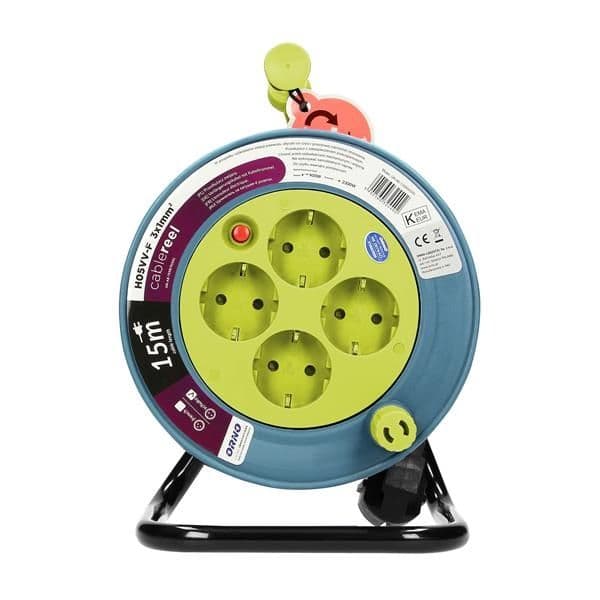 Enrouleur de câble, chaux, alimentation Schuko: 4 x 250 Vac; charge maximale: 2500W; câble de 15 m, vue 1