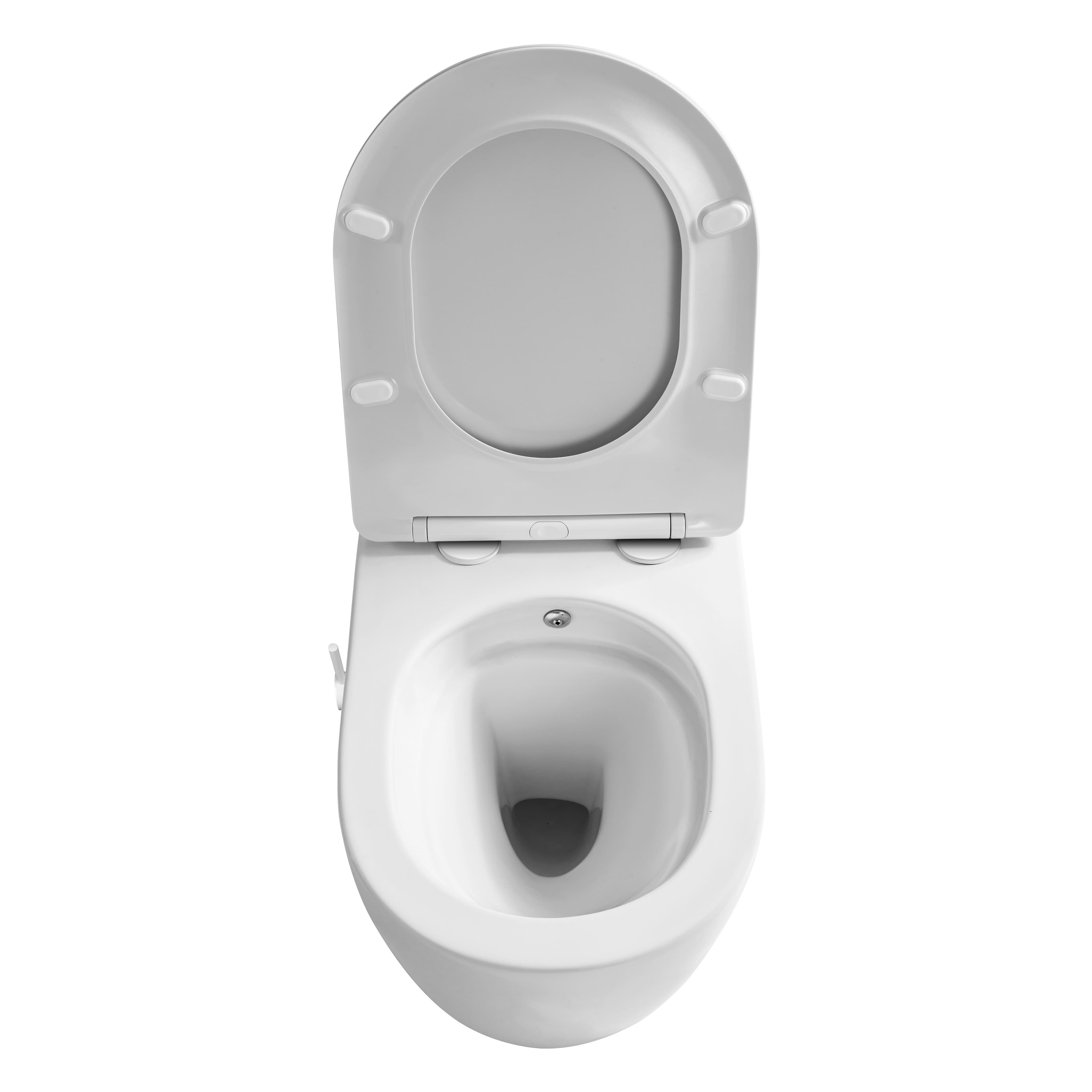 ALONI PRO WC SUSPENDU AVEC BIDET – TORNADO FLUSH – SANS BRIDE – AVEC ROBINET DE BIDET EAU CHAUDE ET FROIDE – AVEC ABATTANT – 52,5 CM – BLANC MAT vue 1