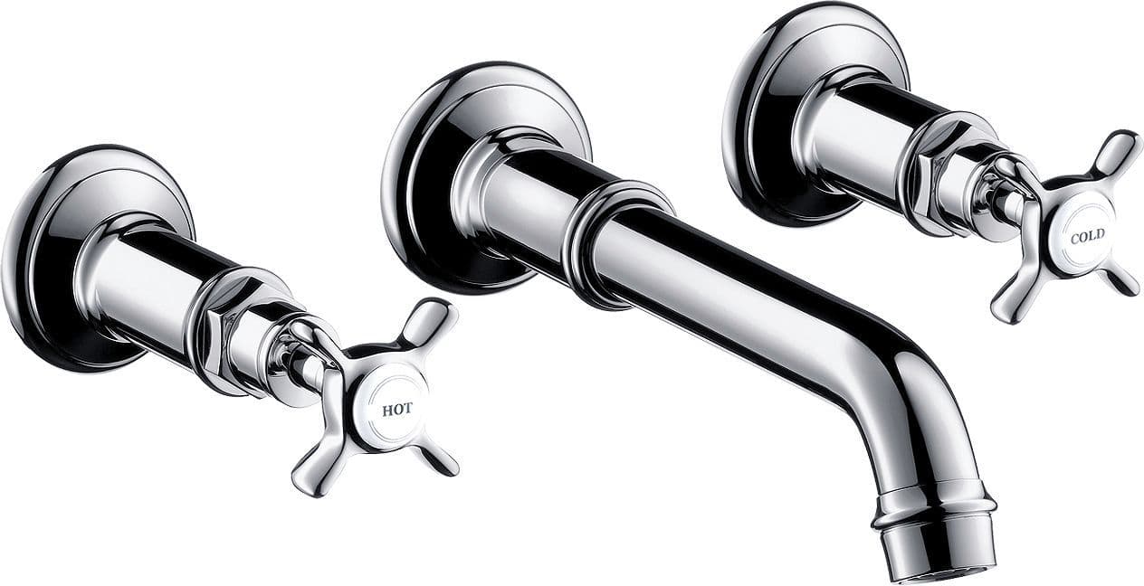 SET DE FINITION MELANGEUR LAVABO 3 TROUS MURAL MONTREUX HANSGROHE 225MM NICKEL BROSSE vue 1