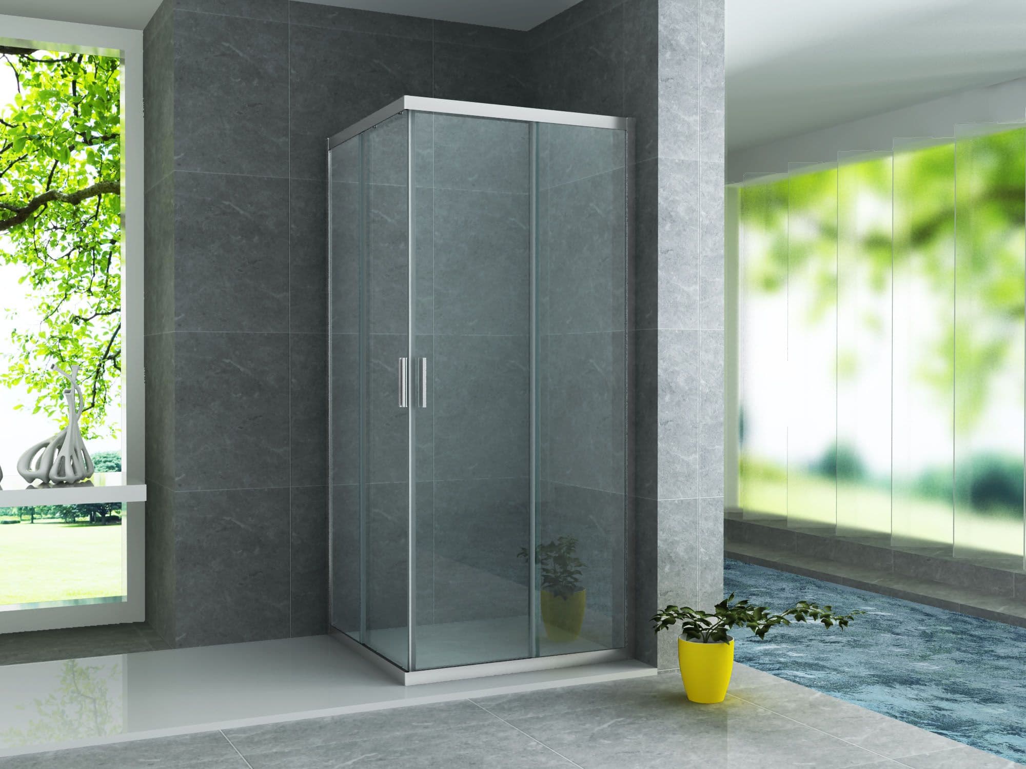 ALONI CABINE DE DOUCHE - ENTRÉE D’ANGLE - 2 P.COUL - 800X1950MM - CHROME-VERRE CLAIR vue 1