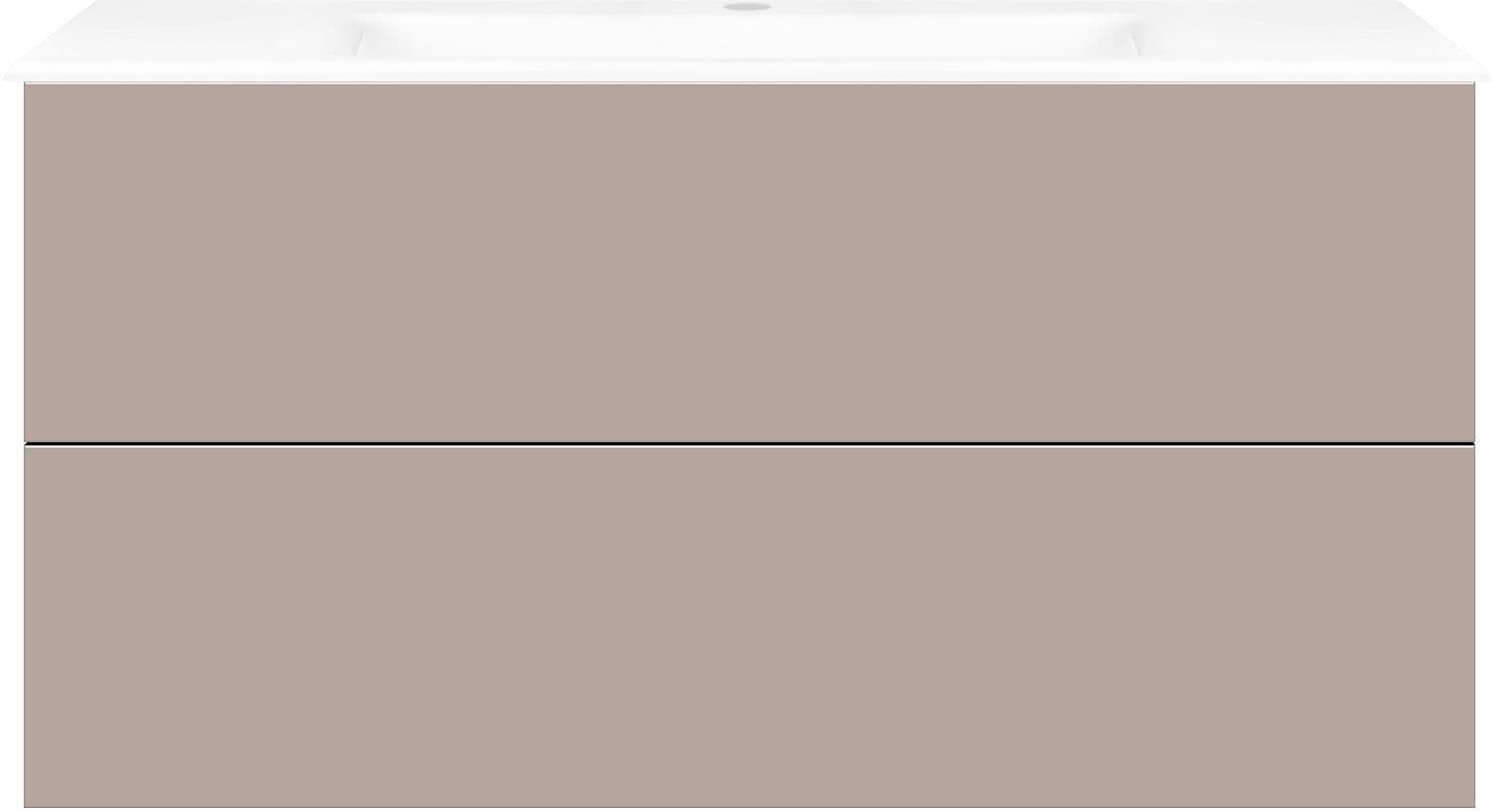 SOUS MEUBLE COFFEE 2 TIROIRS 120 GRIS BASALTE MAT +LAVABO PORCELAINE BLANC vue 1