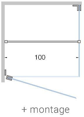 PORTE PIVOTANTE+PAROI LATERAL ANGLE CLOSE JUSQU'A 100CM H200CM TIMELESS- NOIR MAT AVEC MONTAGE vue 1