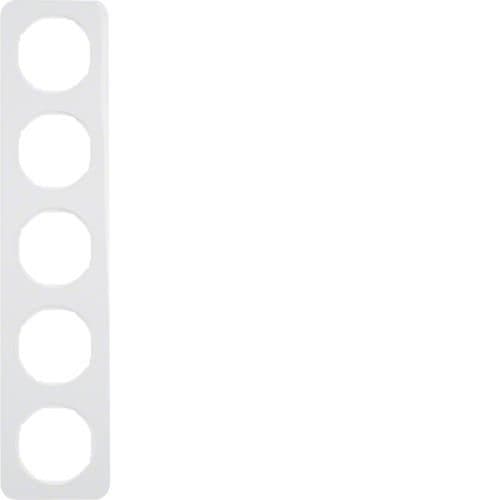 Plaque de recouvrement 5 postes Berker R.1 Blanc polaire, brillant vue 1