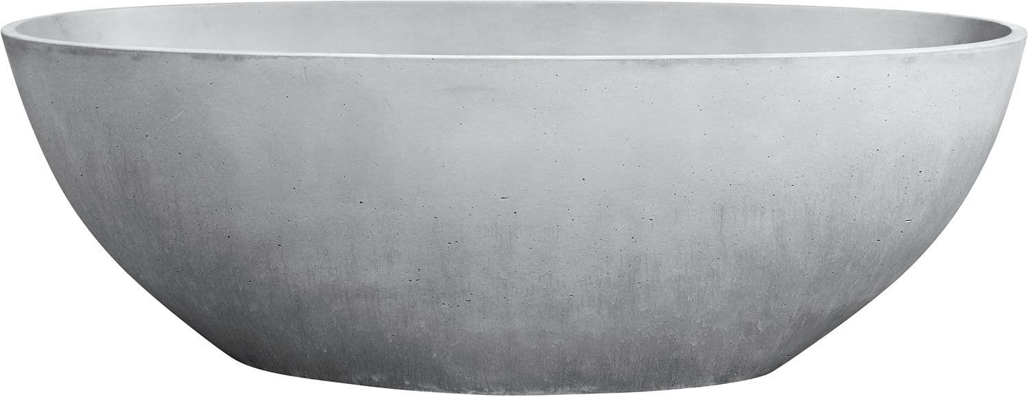 BAIN LIBRE BRIQ OVAL INCLUSIVE SIPHON 180X82 BETON/CHROME vue 1