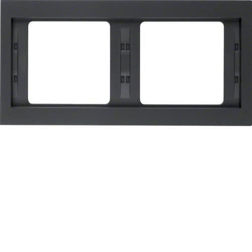 Plaque de recouvrement 2 postes pour montage horizontal Berker K.1 Anthracite, mat vue 1