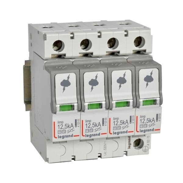 Parafoudre T1 + T2 - 4 pôles - 12.5kA 1.5kV - Uc 320V - 4 modules vue 1