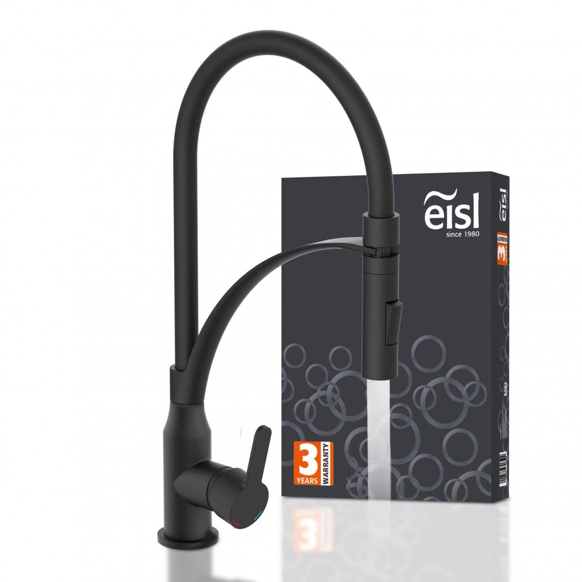 NI183CARB CARNEO Mitigeur évier, noir mat/noir, avec flexible soft-touch vue 1