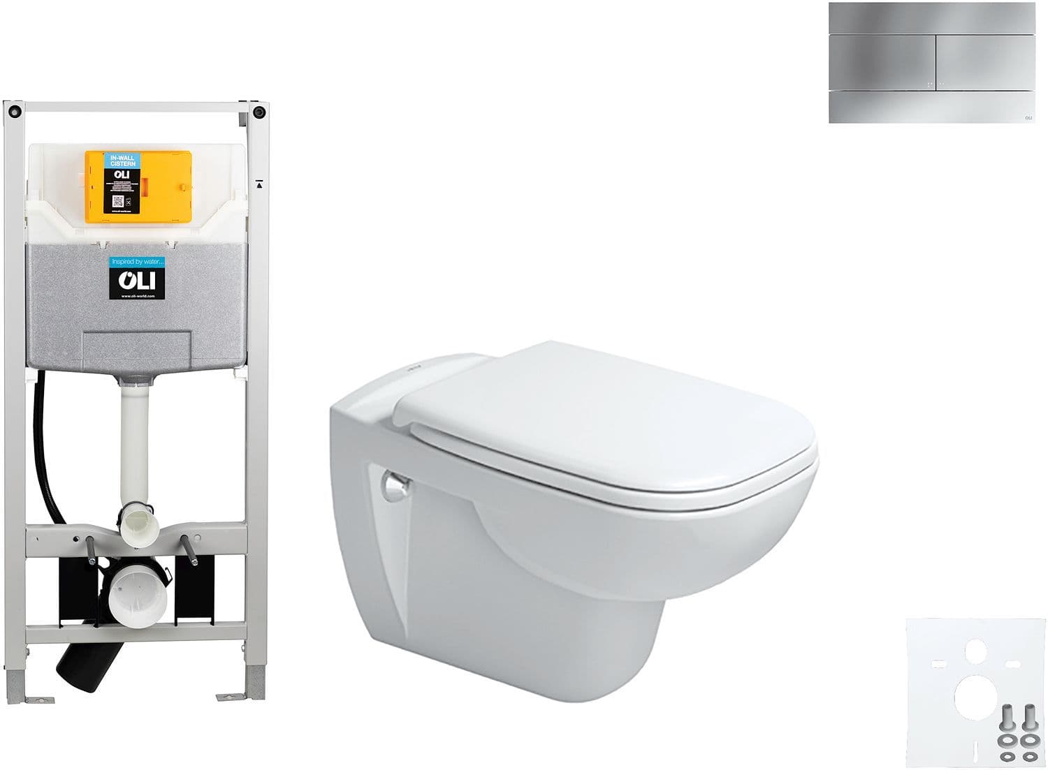 WALLFIX OLI WC SUSPENDU D-CODE DURAVIT CODE SOFT-CLOSE SLIM MAT CHROME vue 1