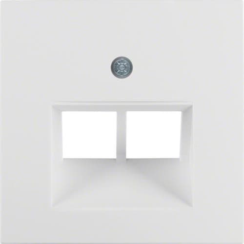 Enjoliveur pour prise informatique double Berker S.1 / B.3 / B.7 Blanc polaire, mat vue 1