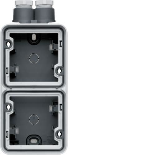 Boîte double verticale Cubyko, Grise, 1 x entrée double + 2 x Pe - M20 vue 1