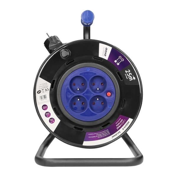 Enrouleur de câble avec 4 prises fixes, 25m PVC, H05VV-F 3 x 1.5mm² - 25m, avec un système anti - to vue 1