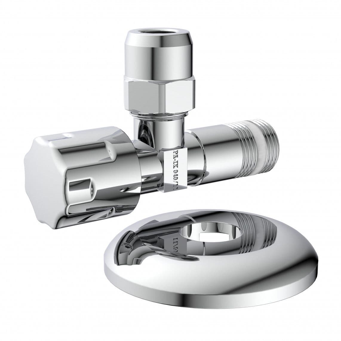 986259048 robinet d'équerre, 3/8" M x 10 mmQ, avec Rosace de tiroir, auto-étanche vue 1