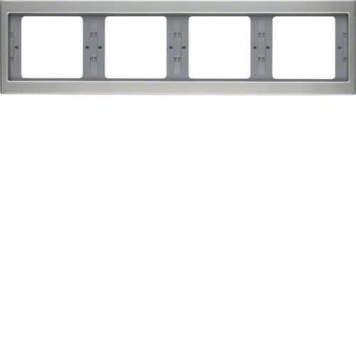 Plaque de recouvrement 4 postes pour montage horizontal Berker K.5 Inox vue 1