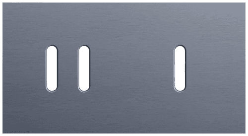 Plaque de recouvrement double, horizontale 71 mm d'entraxe, pour une fonction de commutation double et une fonction de commutation simple, Niko Rocker alu blue grey brushed vue 1