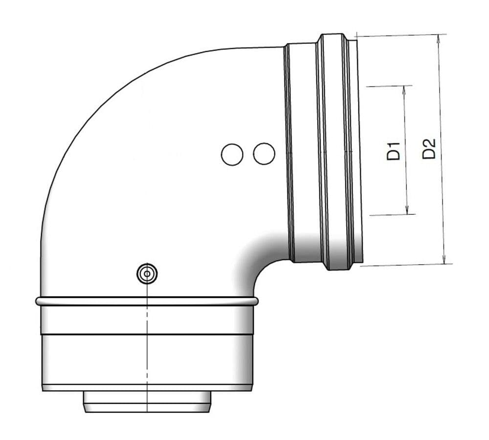 Muelink & Grol TwinSafe coude d'évacuation des fumées 90° D 100/150 PPS vue 1