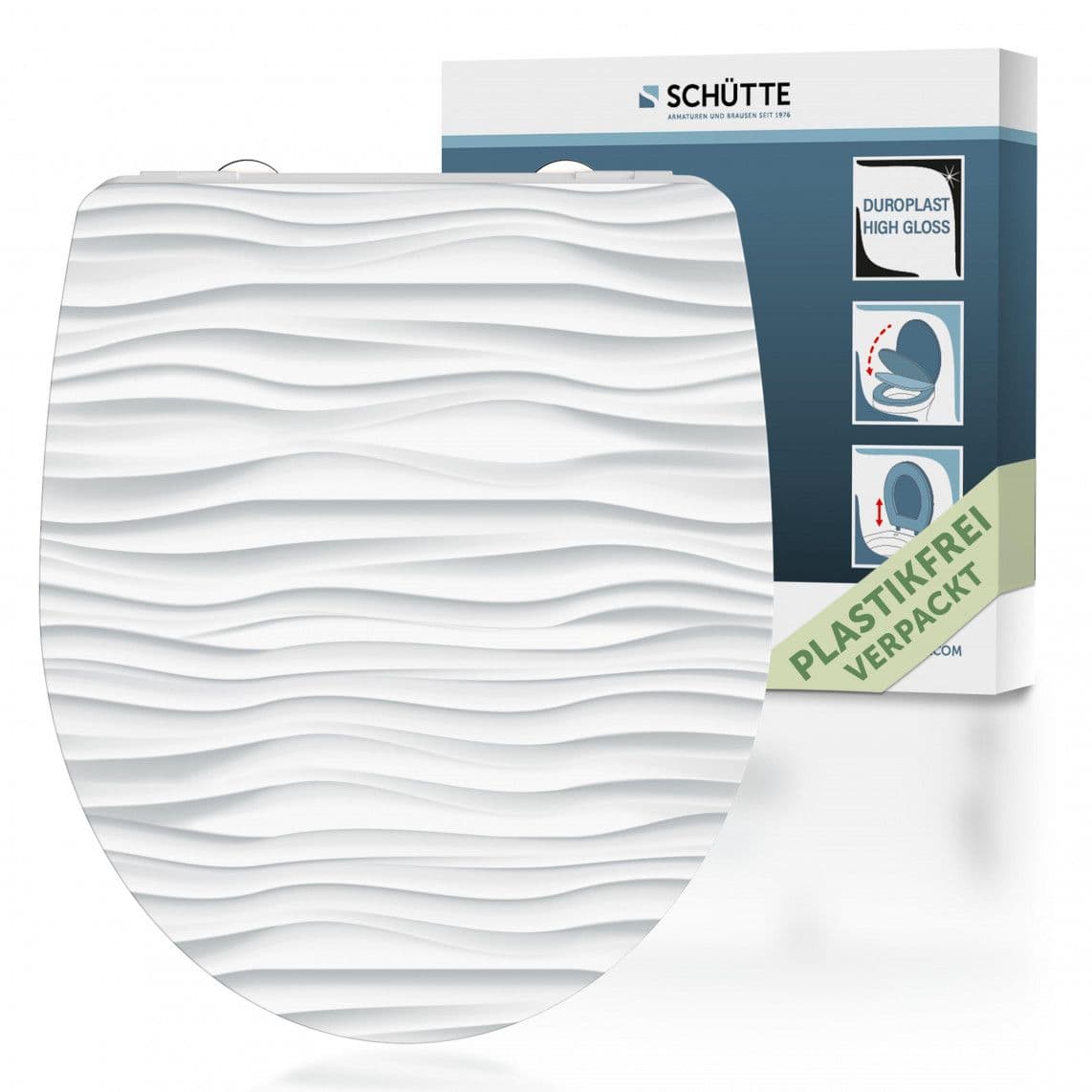 82584 abattant WC en Duroplast HG WHITE WAVE, avec frein de chute et déclipsable vue 1