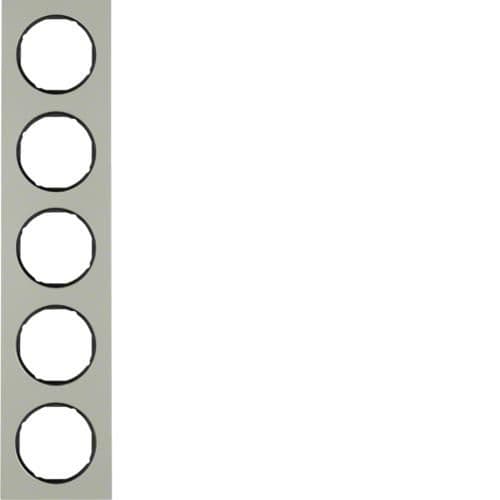 Plaque de recouvrement 5 postes Berker R.3 Inox / Noir vue 1
