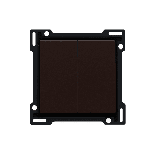 Set de finition pour interrupteur double allumage, interrupteur va-et-vient + bouton-poussoir N.O., interrupteur va-et-vient double ou bouton-poussoir double N.O. ou N.F., couleur dark brown coated vue 1