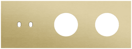 Plaque de recouvrement triple, horizontale 71 mm d'entraxe, pour une fonction de commutation double et deux fonctions de prise de courant, Niko Toggle alu gold brushed vue 1