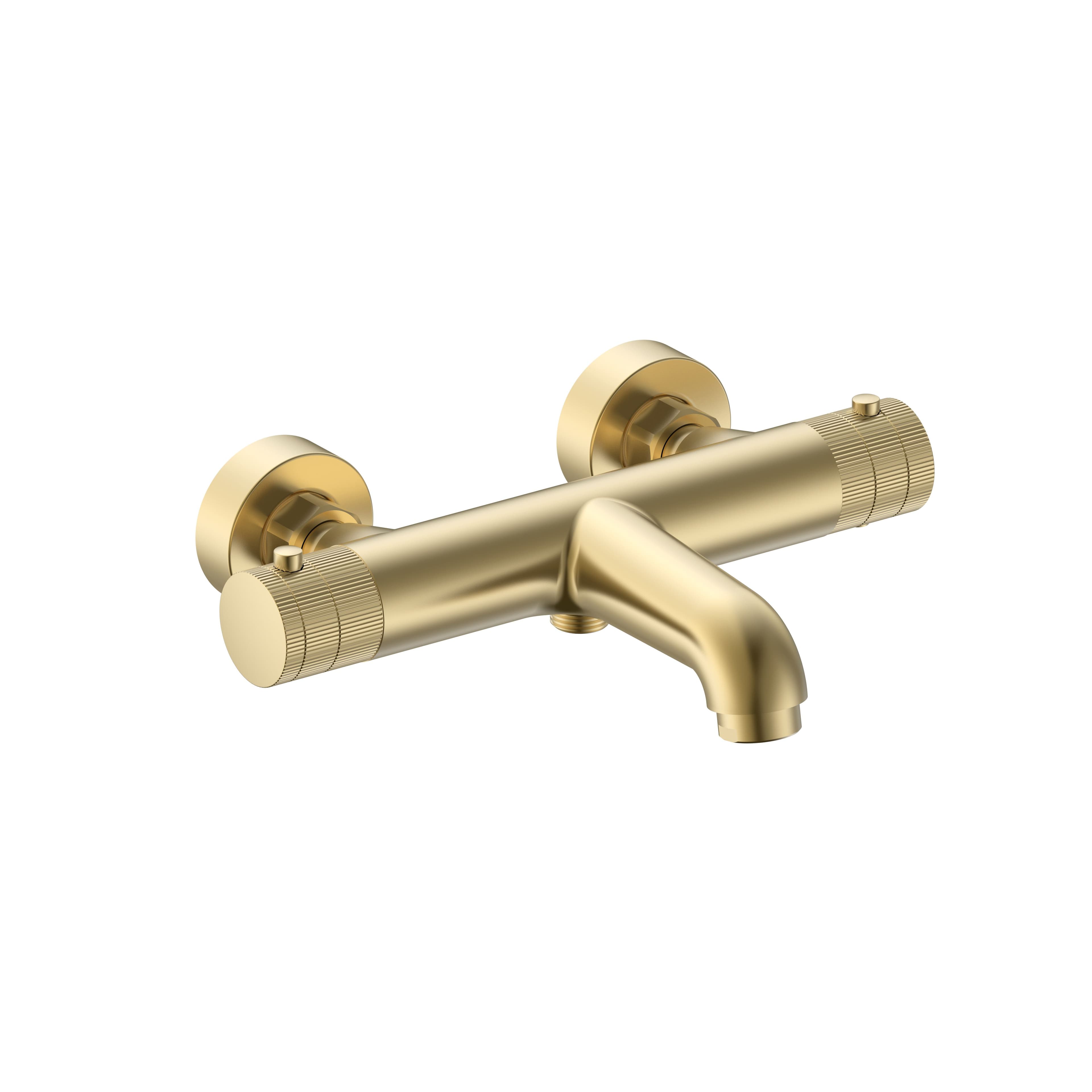 STRIA MITIGEUR DE BAIN – THERMOSTATIQUE – MONTAGE MURAL – BOUTONS AVEC FINITION STRIÉE - BELGAQUA - OR BROSSÉ (PVD) vue 1