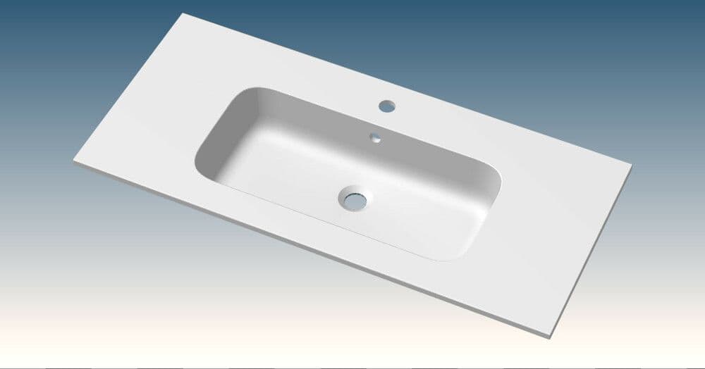 Van Marcke Paco tablette 1lavabo intégré 1trou 1000x15x460mm blanc mat vue 1